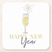 Happy New Year Party Champagne Sparkler Rechteckiger Pappuntersetzer (Vorderseite)