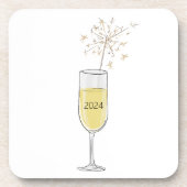 Happy New Year Party Champagner Sparkler mit Jahr Getränkeuntersetzer (Vorderseite)