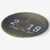 Happy New Year Party Confetti Clock Pappteller (Schrägansicht)