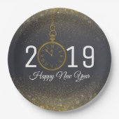 Happy New Year Party Confetti Clock Pappteller (Vorderseite)
