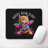Happy New Year Party Dancing Cat Design Mousepad (Mit Mouse)