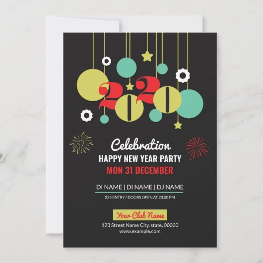 Happy New Year Party Einladung Flyer (Vorderseite)