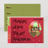 Happy New Year Party Einladungspostkarte (Vorne/Hinten)