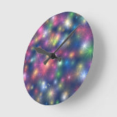 Happy New Year Party Glitzer Stars Runde Wanduhr (Winkel)