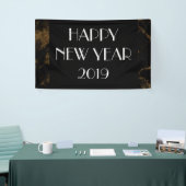 Happy New Year Party Gold Black Marble Banner (Messeveranstaltung)
