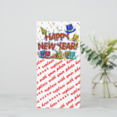 Happy New Year Party Hats Feiertagskarte (Stehend Vorderseite)