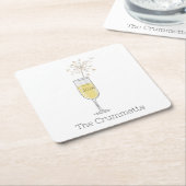 Happy New Year Party Holiday Champagne Custom Rechteckiger Pappuntersetzer (angewinkelt)