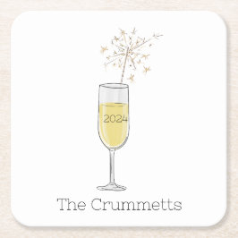 Happy New Year Party Holiday Champagne Custom Rechteckiger Pappuntersetzer
