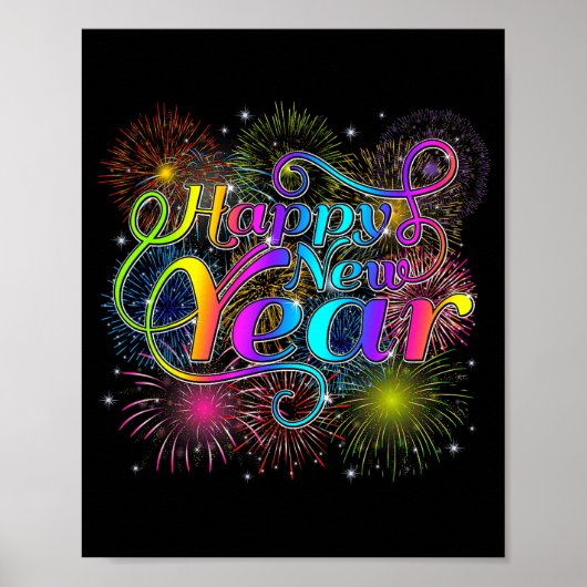 Happy New Year Party New Years Eve 2026 Fireworks  Poster (Vorne)