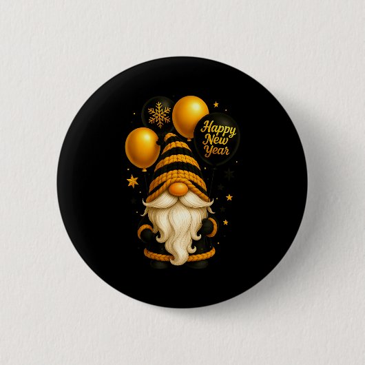 Happy New Year Party New Years Eve 2026 Gnome Love Button (Vorderseite)