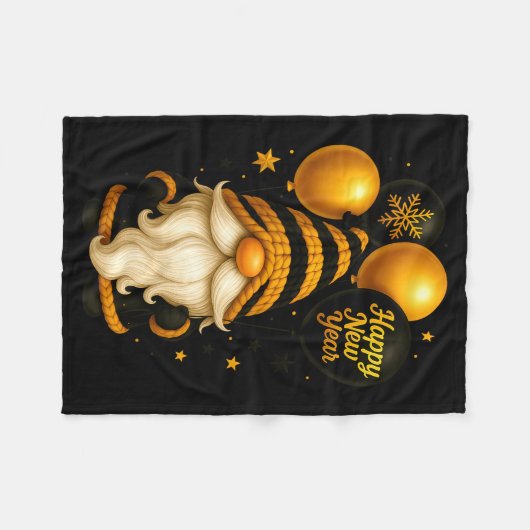 Happy New Year Party New Years Eve 2026 Gnome Love Fleecedecke (Vorderseite (Horizontal))