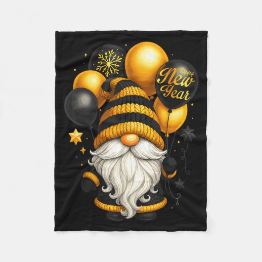 Happy New Year Party New Years Eve 2026 Gnome Love Fleecedecke (Vorderseite)
