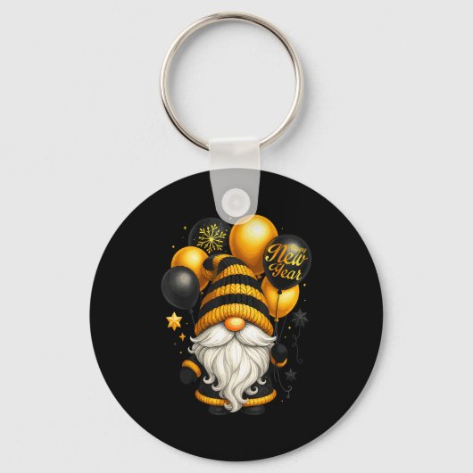 Happy New Year Party New Years Eve 2026 Gnome Love Schlüsselanhänger (Vorderseite)