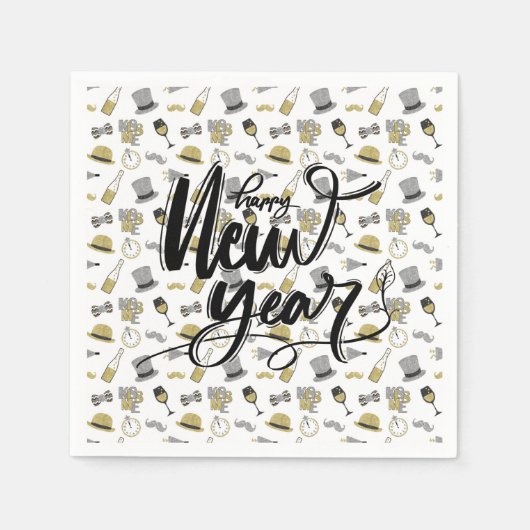 Happy New Year Party Paper Napkin Serviette (Vorderseite)