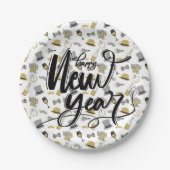 Happy New Year Party Paper Plate Pappteller (Vorderseite)