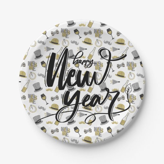Happy New Year Party Paper Plate Pappteller (Vorderseite)