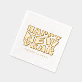 Happy New Year Party Spaß trendy Retro Gold Servietten Mit Folie (Links)