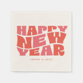 Happy New Year Party Spaß trendy Retro rosa Rot Serviette (Vorderseite)