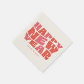 Happy New Year Party Spaß trendy Retro rosa Rot Serviette (Ecke)