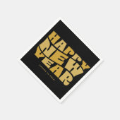 Happy New Year Party Spaß trendy Retro-Schwarz Gol Serviette (Ecke)