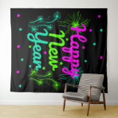 Happy New Year Party Wandteppich (Beispiel (Horizontal))