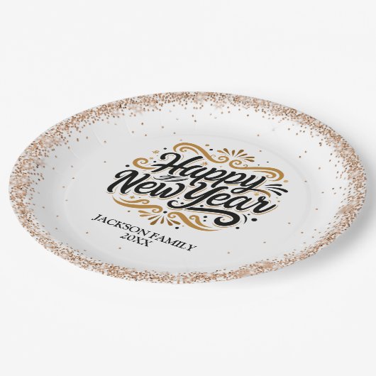 Happy New Year Personalisiert Pappteller (Schrägansicht)