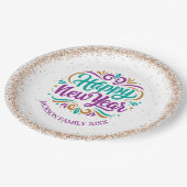 Happy New Year Personalisiert Pappteller (Schrägansicht)