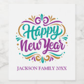Happy New Year Personalisiert Weinetikett (Einzelnes Label)