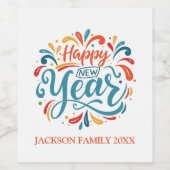 Happy New Year Personalisiert Weinetikett (Einzelnes Label)