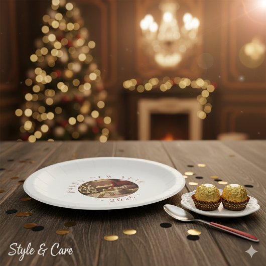 Happy New Year Personalized Photo Text Pappteller