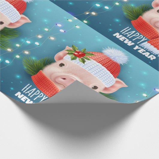 Happy New Year Pig Geschenkpapier (Ecke)