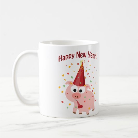 Happy New Year Pig Kaffeetasse (Links)