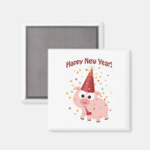 Happy New Year Pig Magnet (Vorderseite/Rückseite)