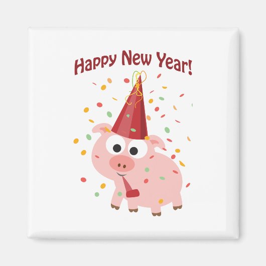 Happy New Year Pig Magnet (Vorne)