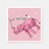 Happy New Year Pink Elephant Cocktail Party Serviette (Vorderseite)