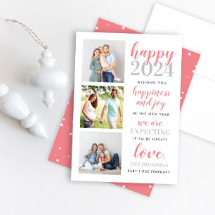 Happy New Year Pink erwartet 2024 Feiertagskarte