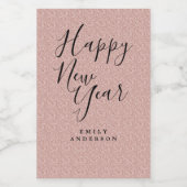 Happy New Year Pink Glitzer Personalisiertes Party Weinetikett (Einzelnes Label)