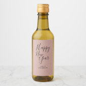 Happy New Year Pink Glitzer Personalisiertes Party Weinetikett (Vorderseite)