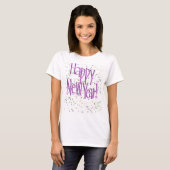 Happy New Year Pink Text T-Shirt (Vorne ganz)