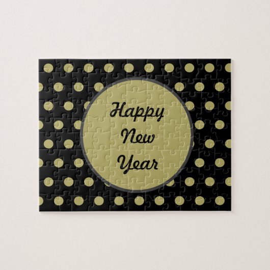 Happy New Year Polka Dot Jigsaw Puzzle (schwarz) (Horizontal)