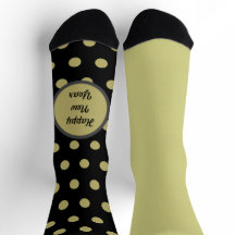 Happy New Year Polka Dot Mismatch Socks (Schwarz)