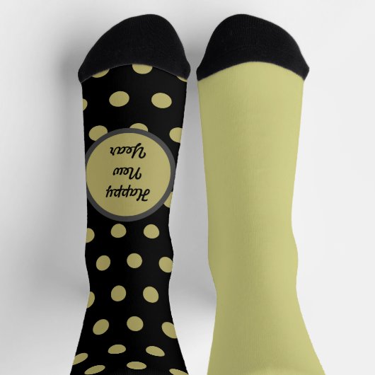 Happy New Year Polka Dot Mismatch Socks (Schwarz) Socken (Oben)