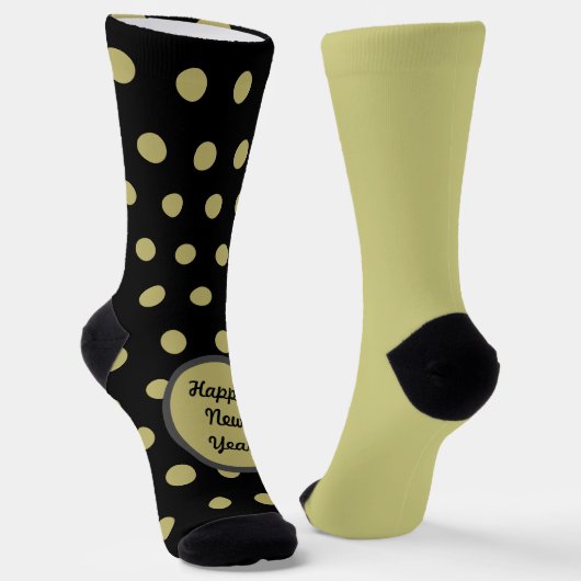 Happy New Year Polka Dot Mismatch Socks (Schwarz) Socken (Gewinkelt)