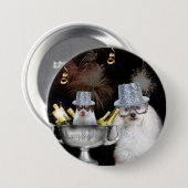 Happy New Year Poodle und Chihuahua-Taste Button (Vorne & Hinten)