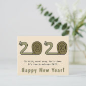 Happy New Year Postcard 2021 Funny New Years Snail Postkarte (Stehend Vorderseite)