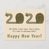 Happy New Year Postcard 2021 Funny New Years Snail Postkarte (Vorderseite)