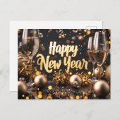 Happy New Year Postcard Feiertagspostkarte (Vorne/Hinten)