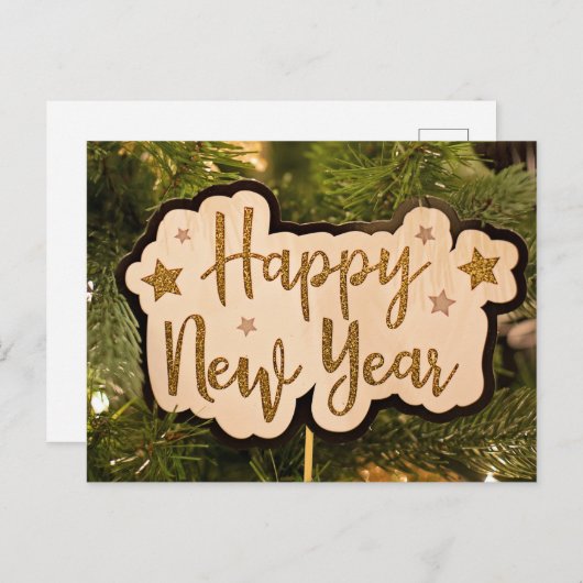 Happy New Year Postcard Feiertagspostkarte (Vorne/Hinten)