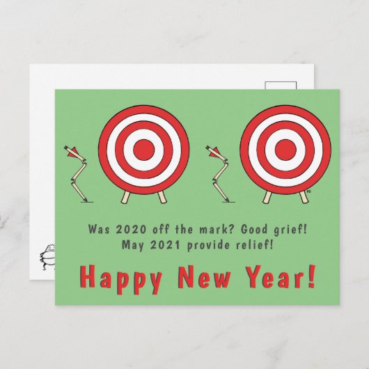 Happy New Year Postcard Funny New Year 2021 Art Postkarte (Vorne/Hinten)