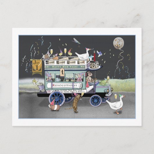 Happy New Year Postcard Postkarte (Vorderseite)